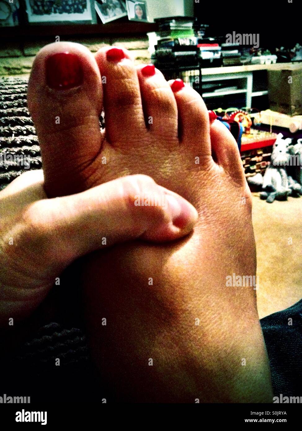 Foot massage - Smartphone Captured Stock Image