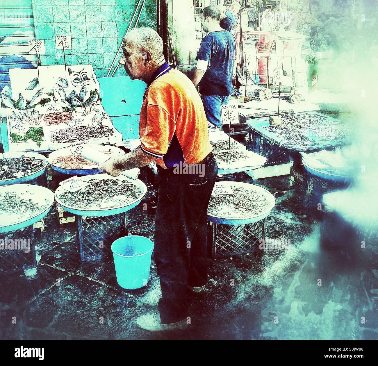 Fish market in Naples Centro Storico - Smartphone Captured Stock Image
