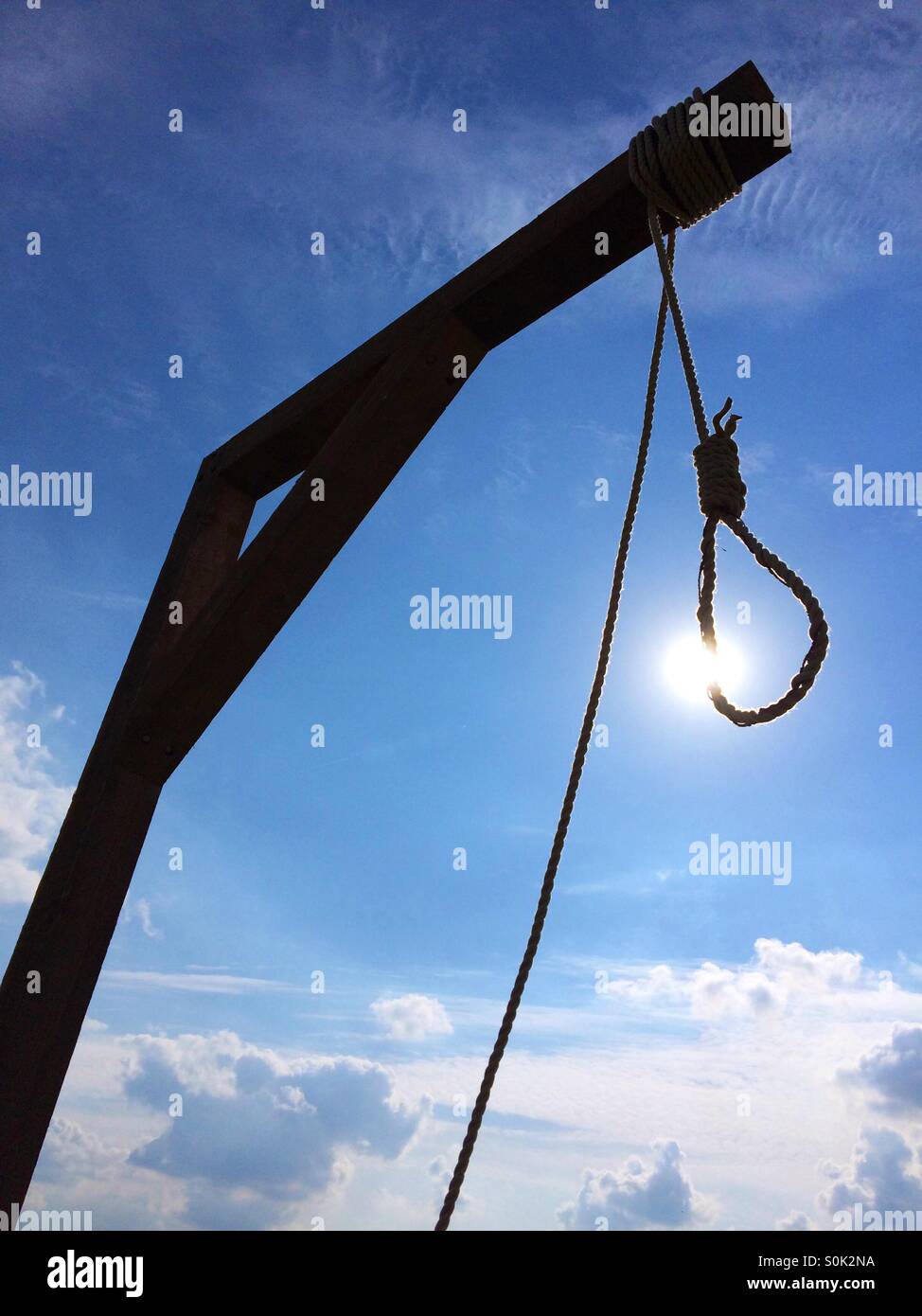 Gallows on a lovely summers day Stock Photo