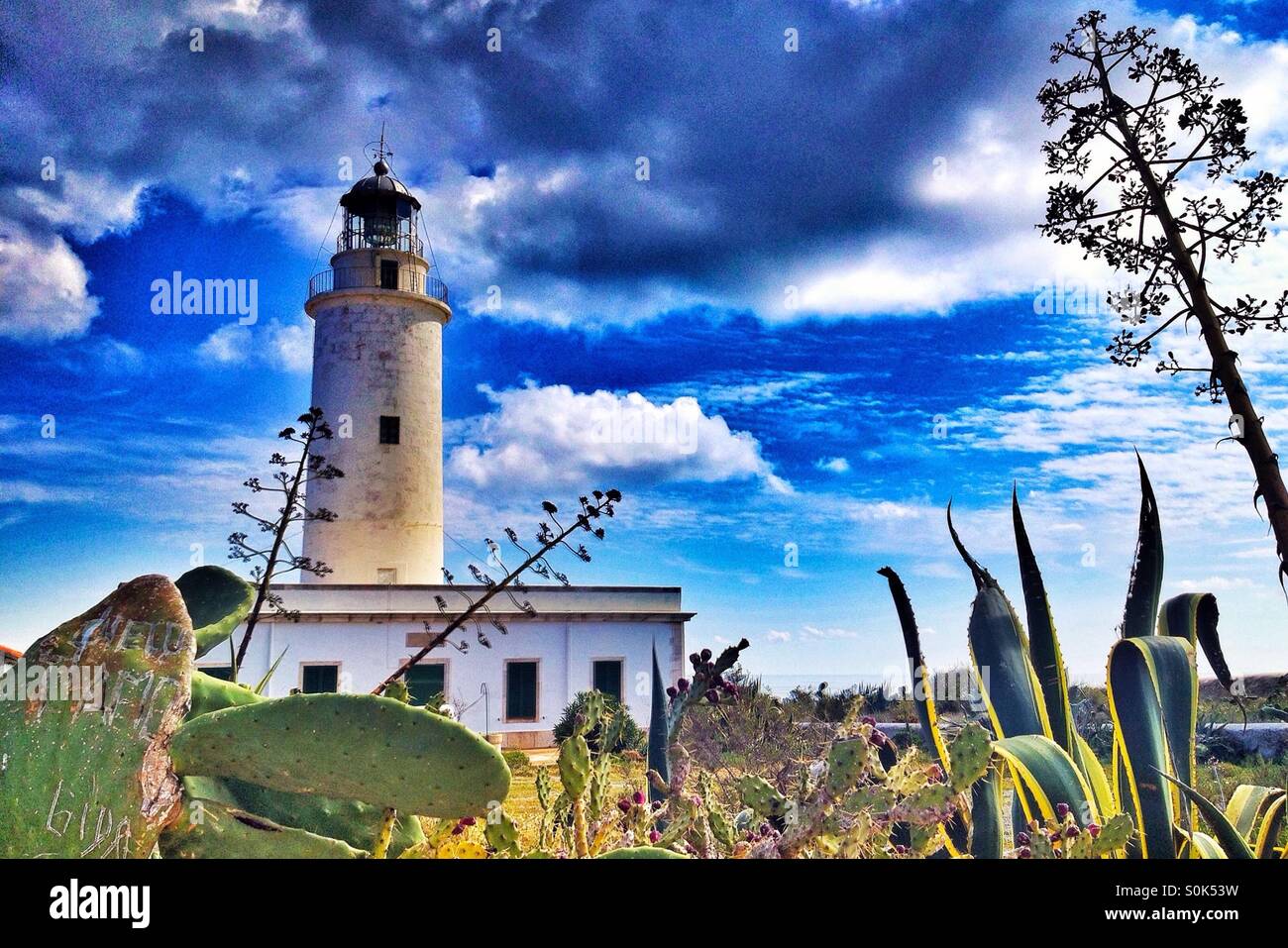 Lighthouse Formentera Stock Photo