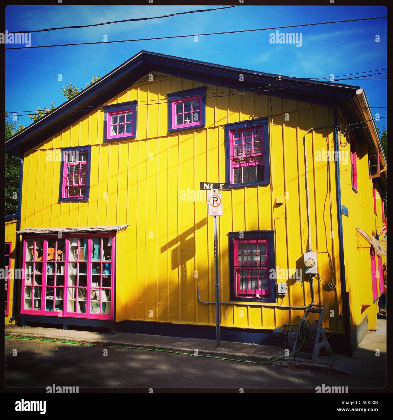 A brightly painted house on Franklin and Page St in Cape May, New Jersey. - Smartphone Captured Stock Image
