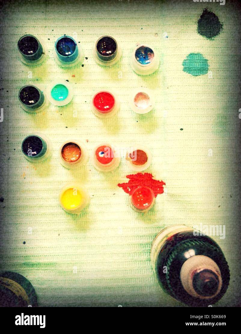 Tattoo ink cups - Smartphone Captured Stock Image