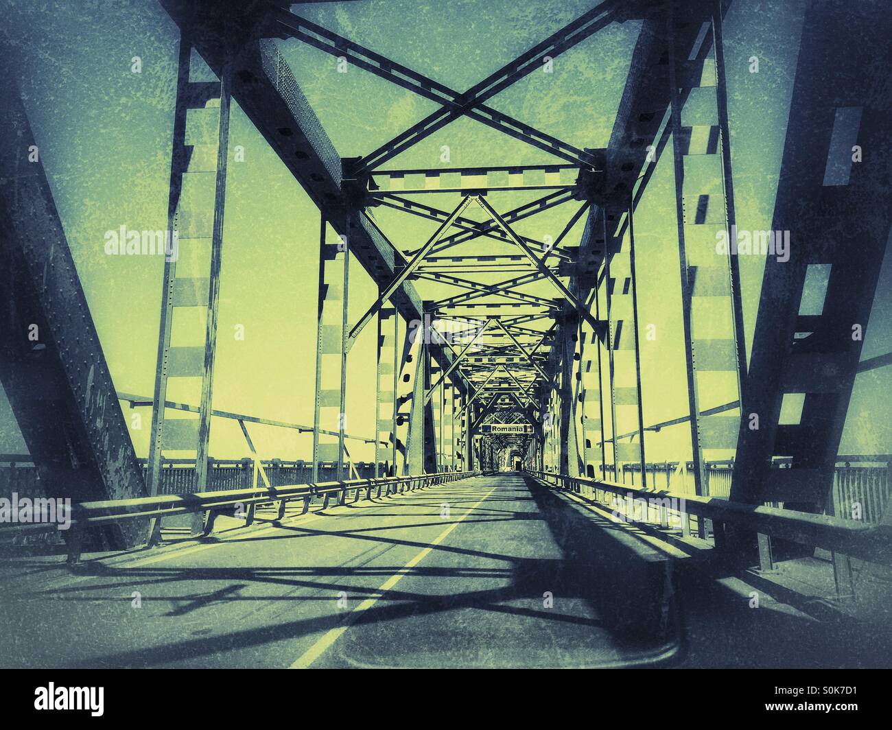 Metal bridge, Danube Bridge, Bulgaria- Romania - Smartphone Captured Stock Image