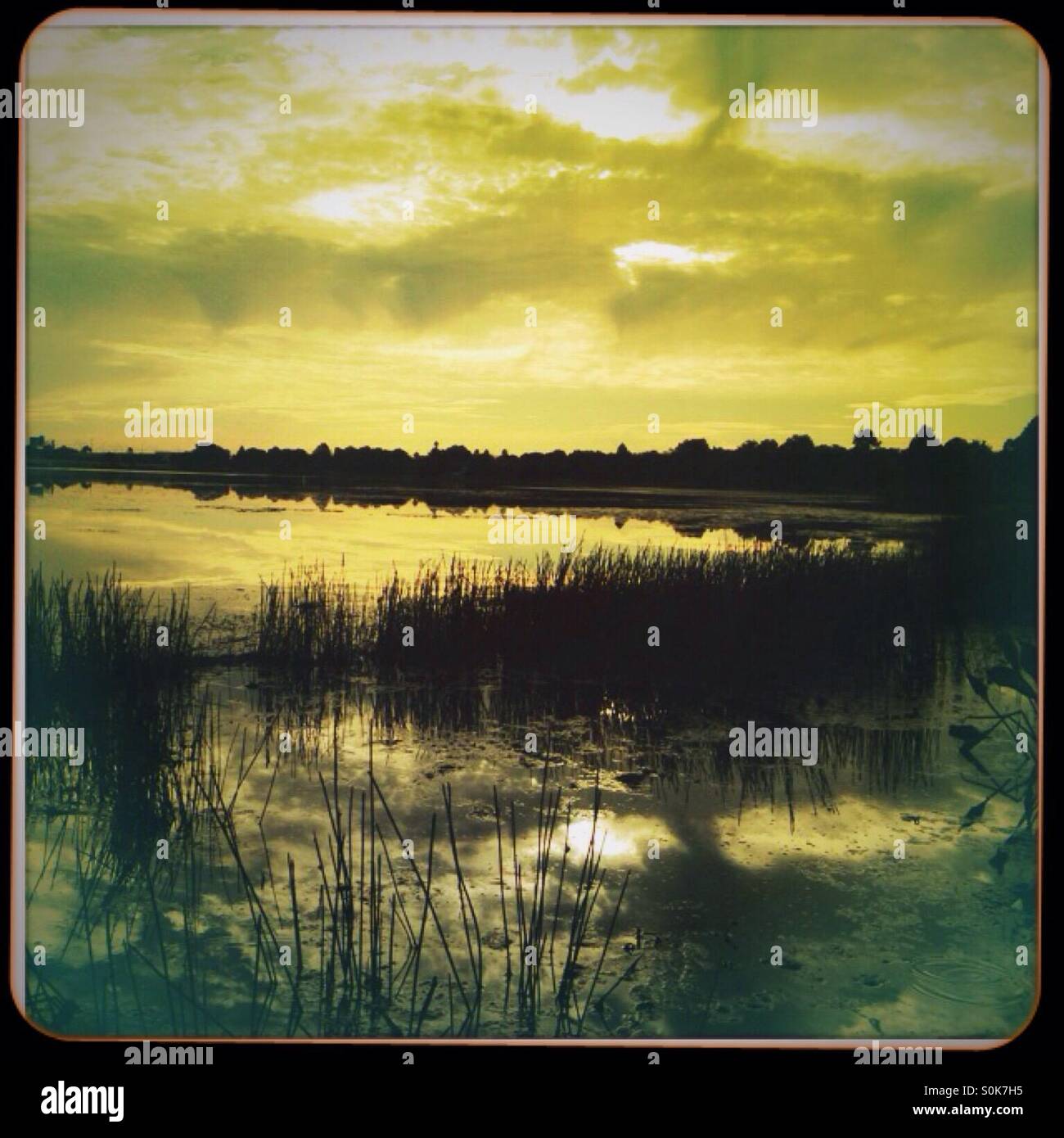 Sunrise over lake - Smartphone Captured Stock Image