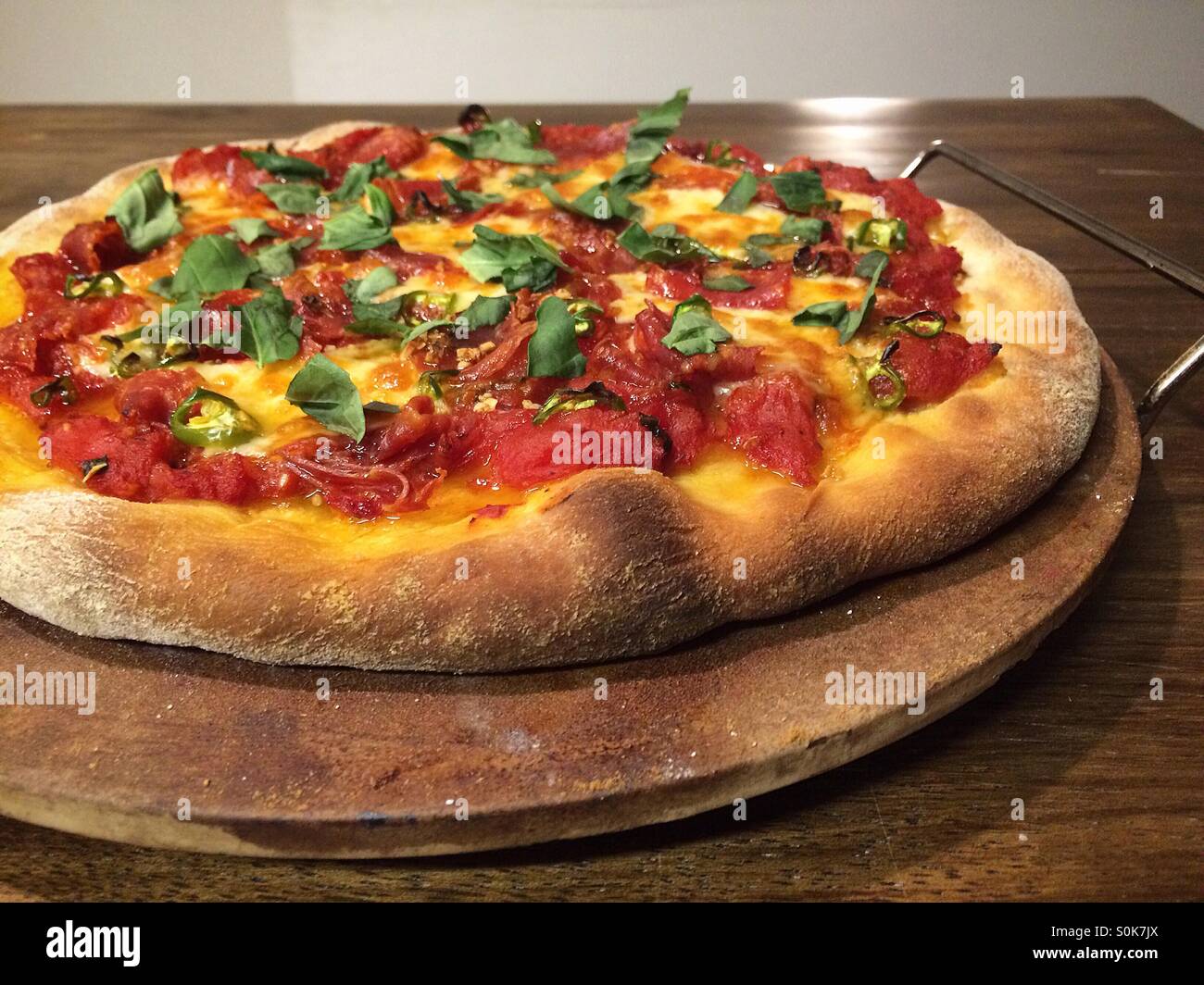Spicy honey pizza Stock Photo Alamy