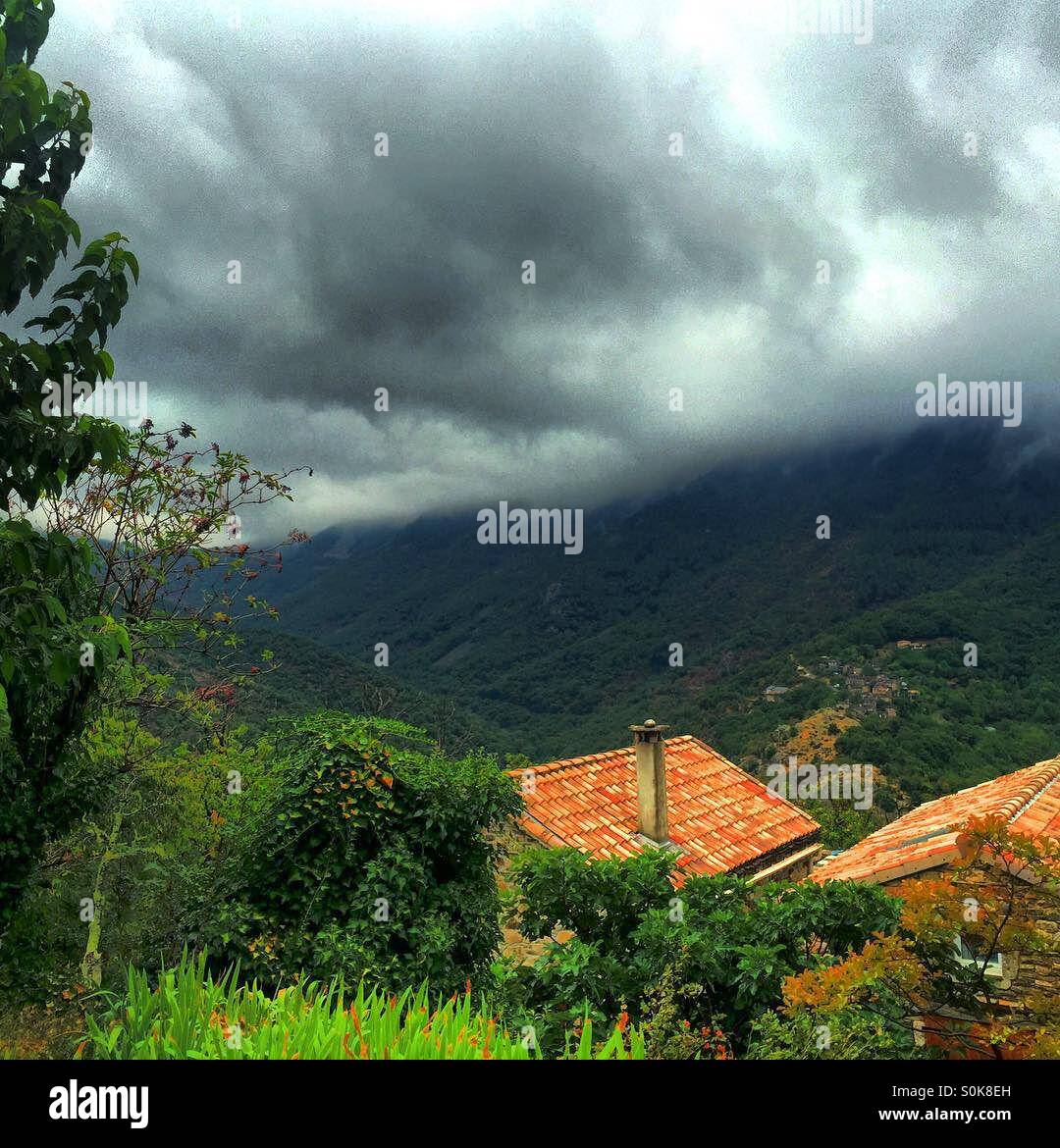 Ardèche village under a Cloudy Sky - Smartphone Captured Stock Image