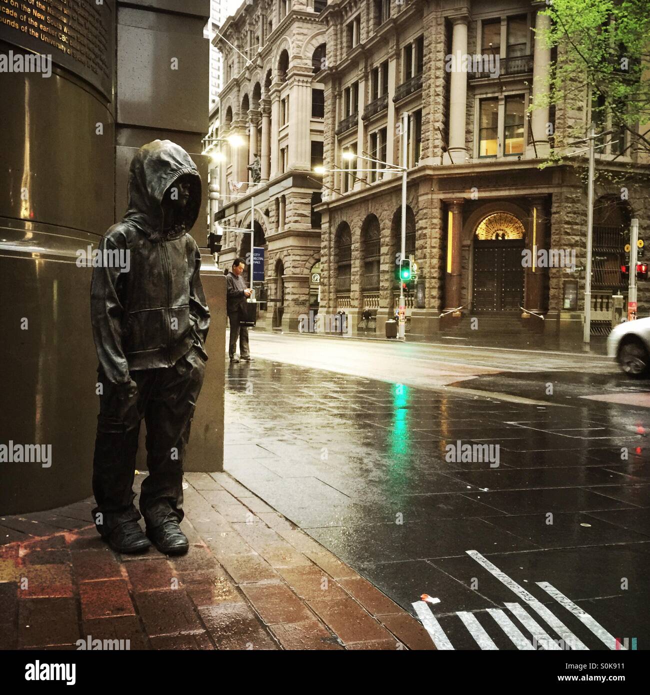 Little boy lost on  Sydney street Stock Photo