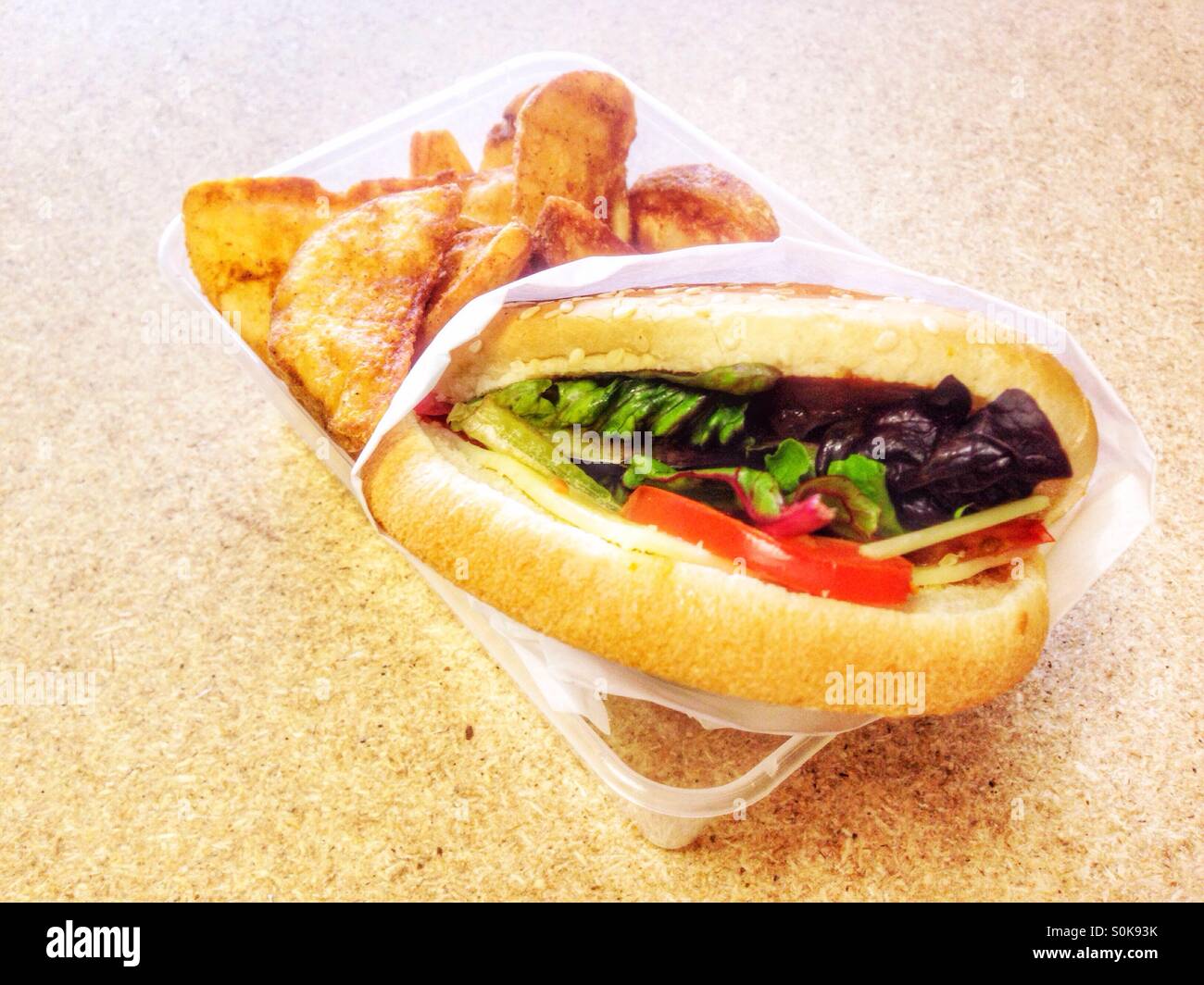 Burger and wedges. - Smartphone Captured Stock Image