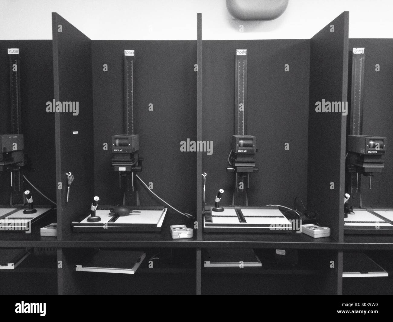 Traditional black and white photographic darkroom. - Smartphone Captured Stock Image