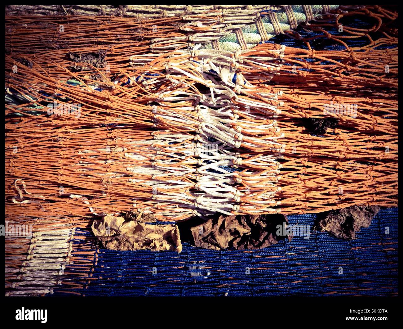 Fishing nets drying in the Sun, Cambrils, Spain. - Smartphone Captured Stock Image