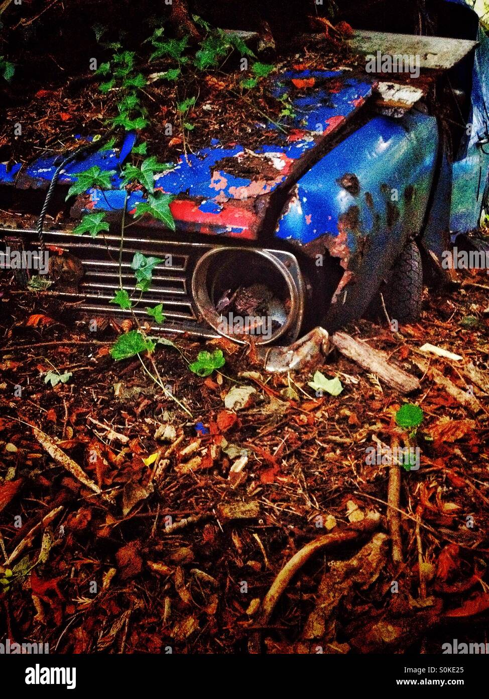 Old rusty neglected derelict Fiat car - Smartphone Captured Stock Image