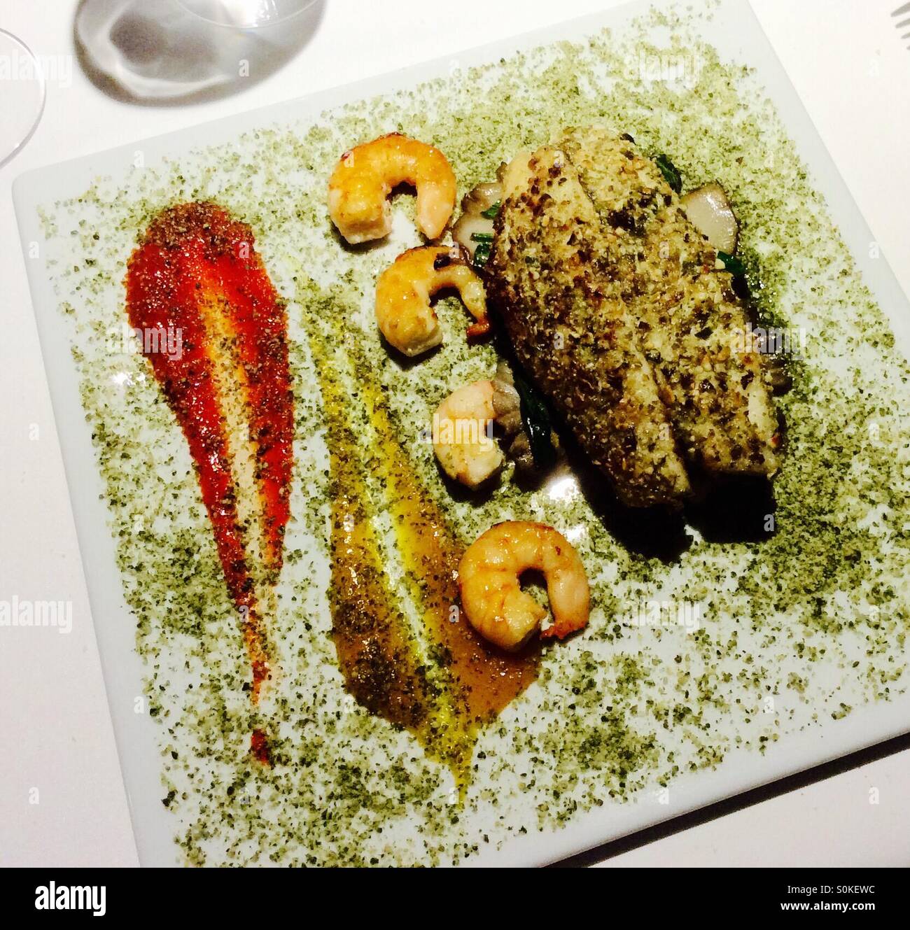 Fish and prawns fine food - Smartphone Captured Stock Image