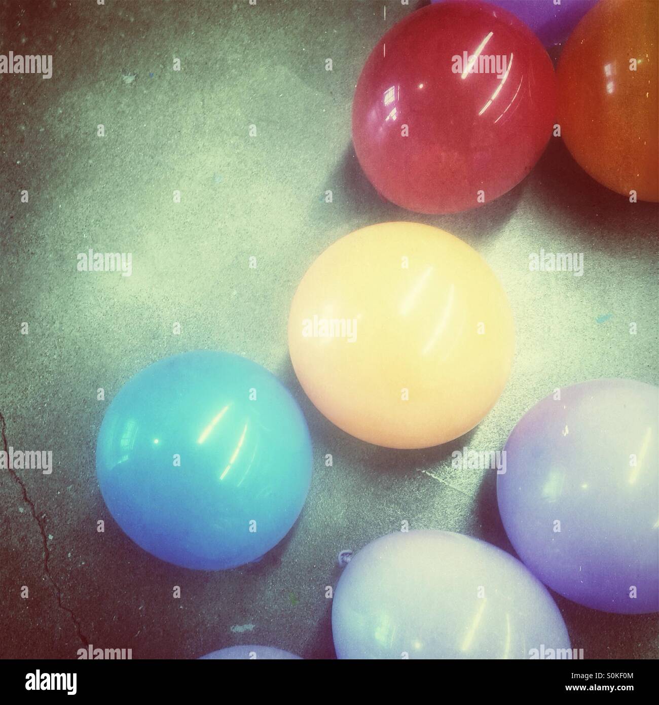 Colorful balloons on the floor - Smartphone Captured Stock Image