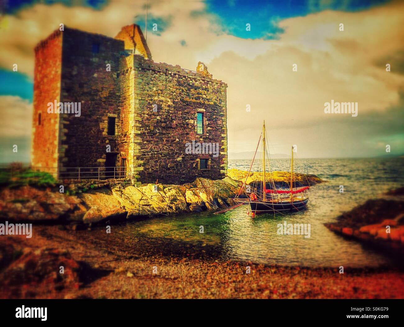 Safe harbour at Portencross, Scotland - Smartphone Captured Stock Image