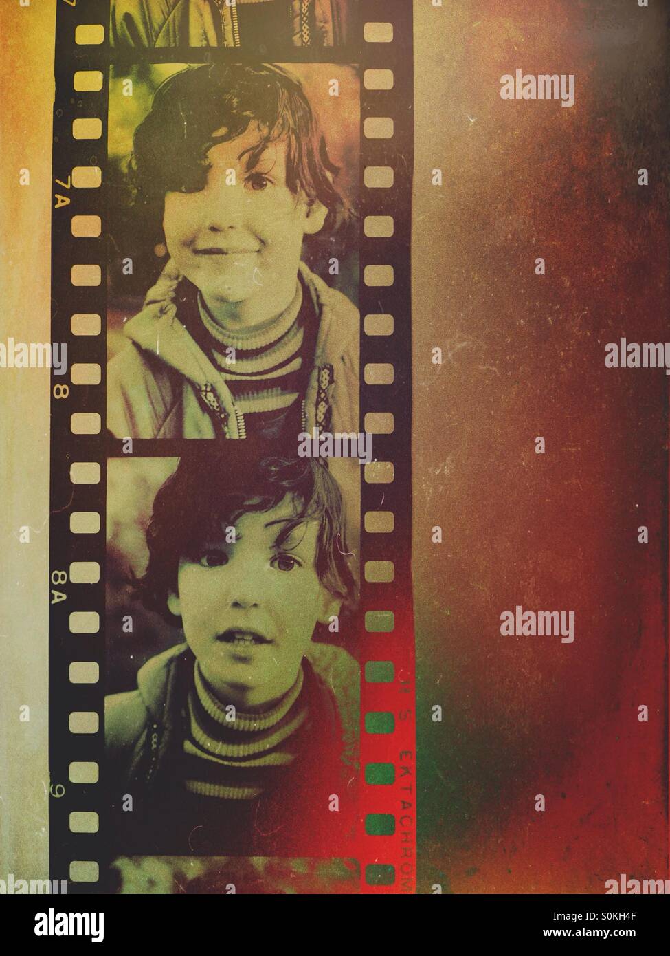 Child on negative film - Smartphone Captured Stock Image