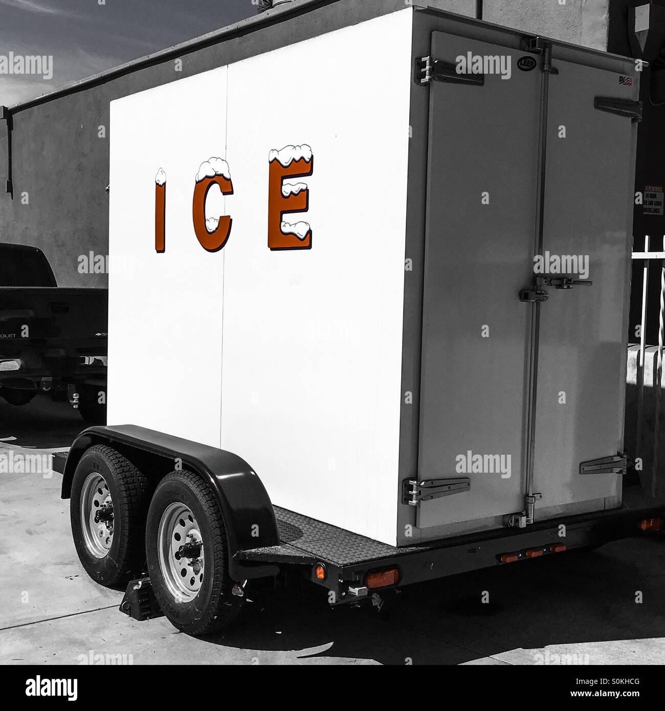Ice delivery trailer Stock Photo Alamy
