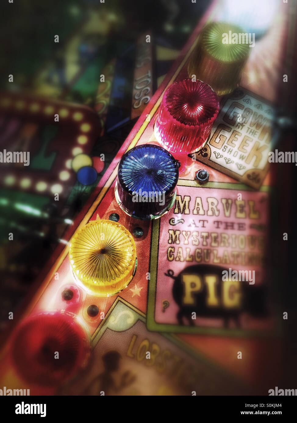Colorful pinball machine lights - Smartphone Captured Stock Image