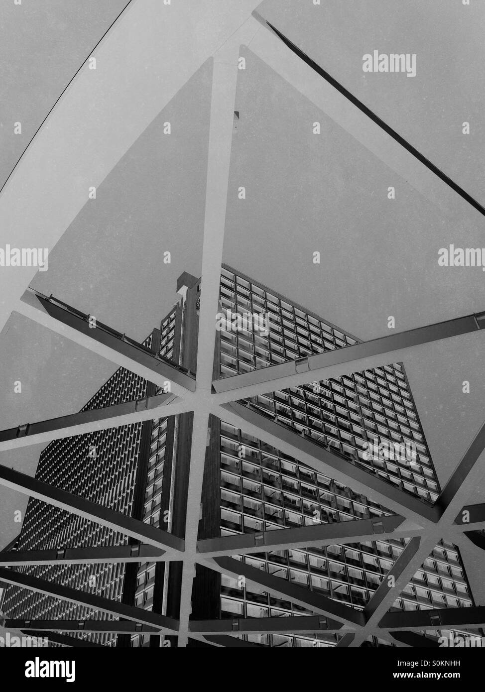 Sheraton hotel seen through ironwork construction. Brussels, Belgium, Europe - Smartphone Captured Stock Image