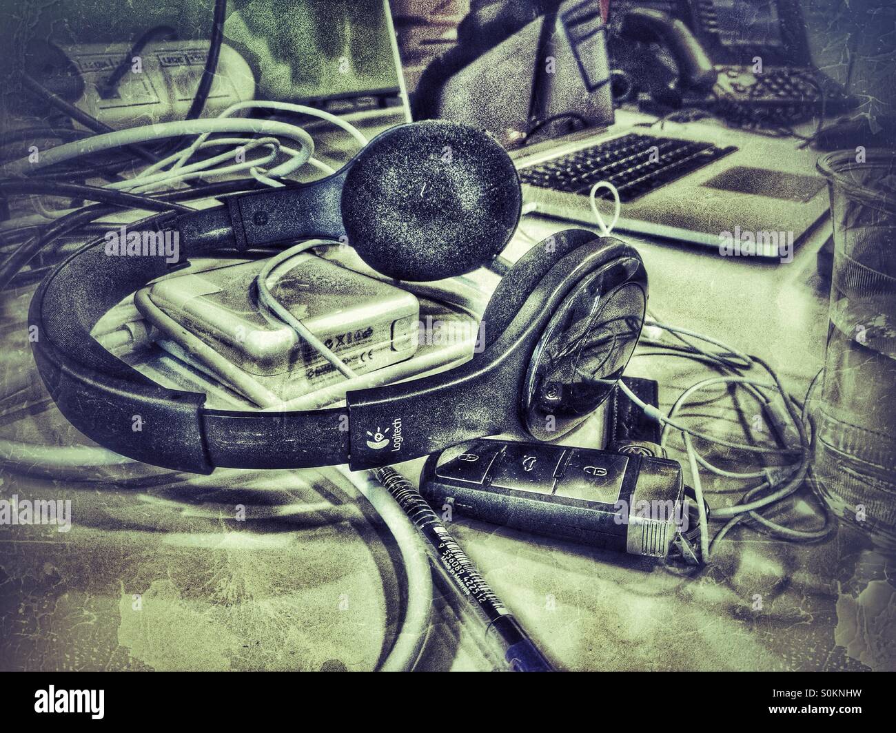 Busy desk in the office. - Smartphone Captured Stock Image