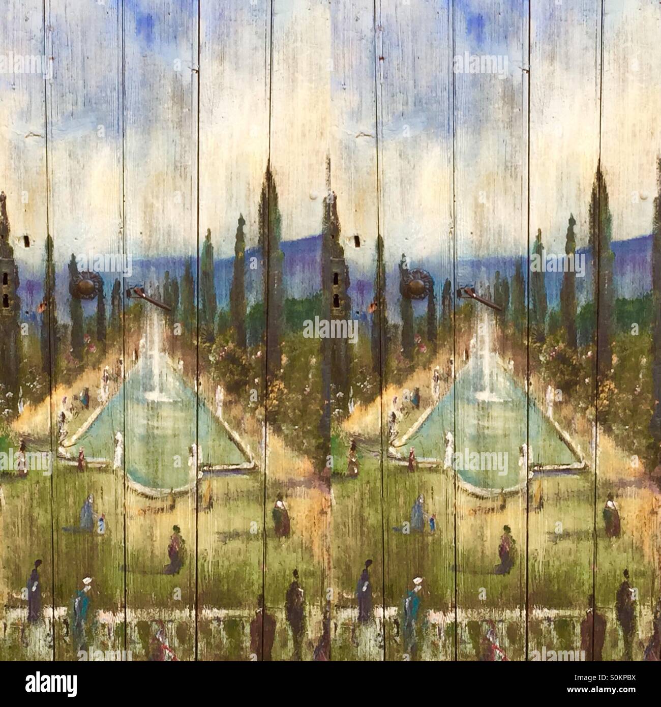 Painted doors on a house in Provence, France. - Smartphone Captured Stock Image