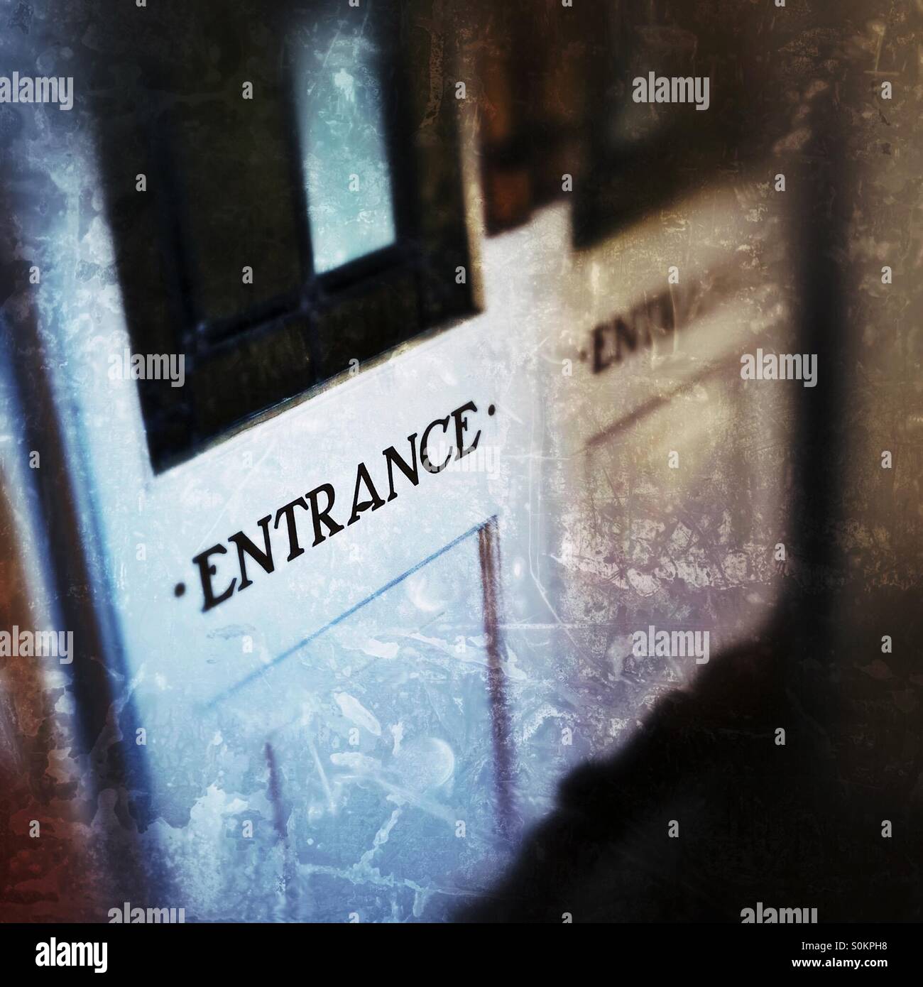 Entrance sign on door - Smartphone Captured Stock Image Entrance sign on door - Smartphone Captured Stock Image