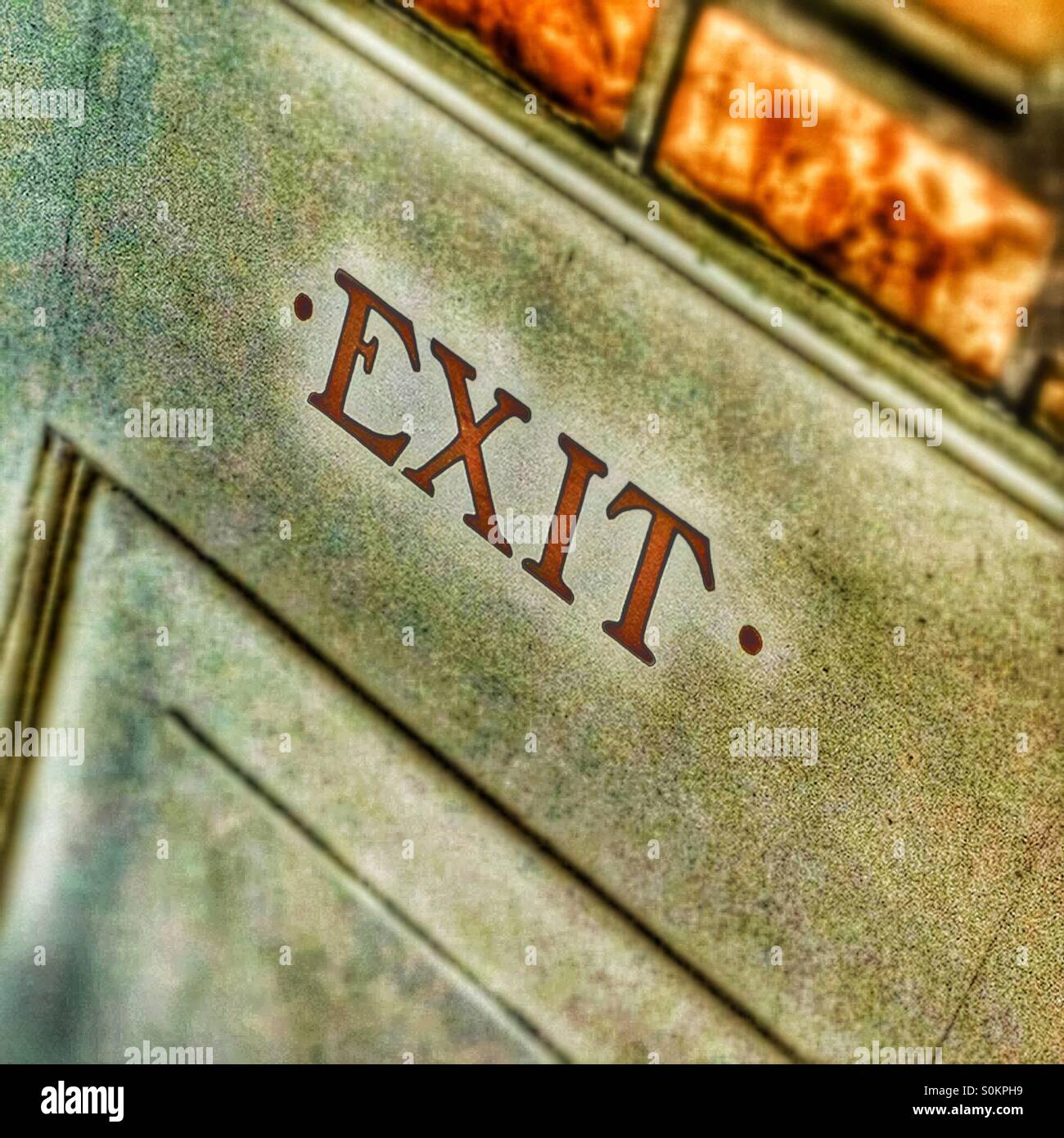 Exit sign on door - Smartphone Captured Stock Image Exit sign on door - Smartphone Captured Stock Image