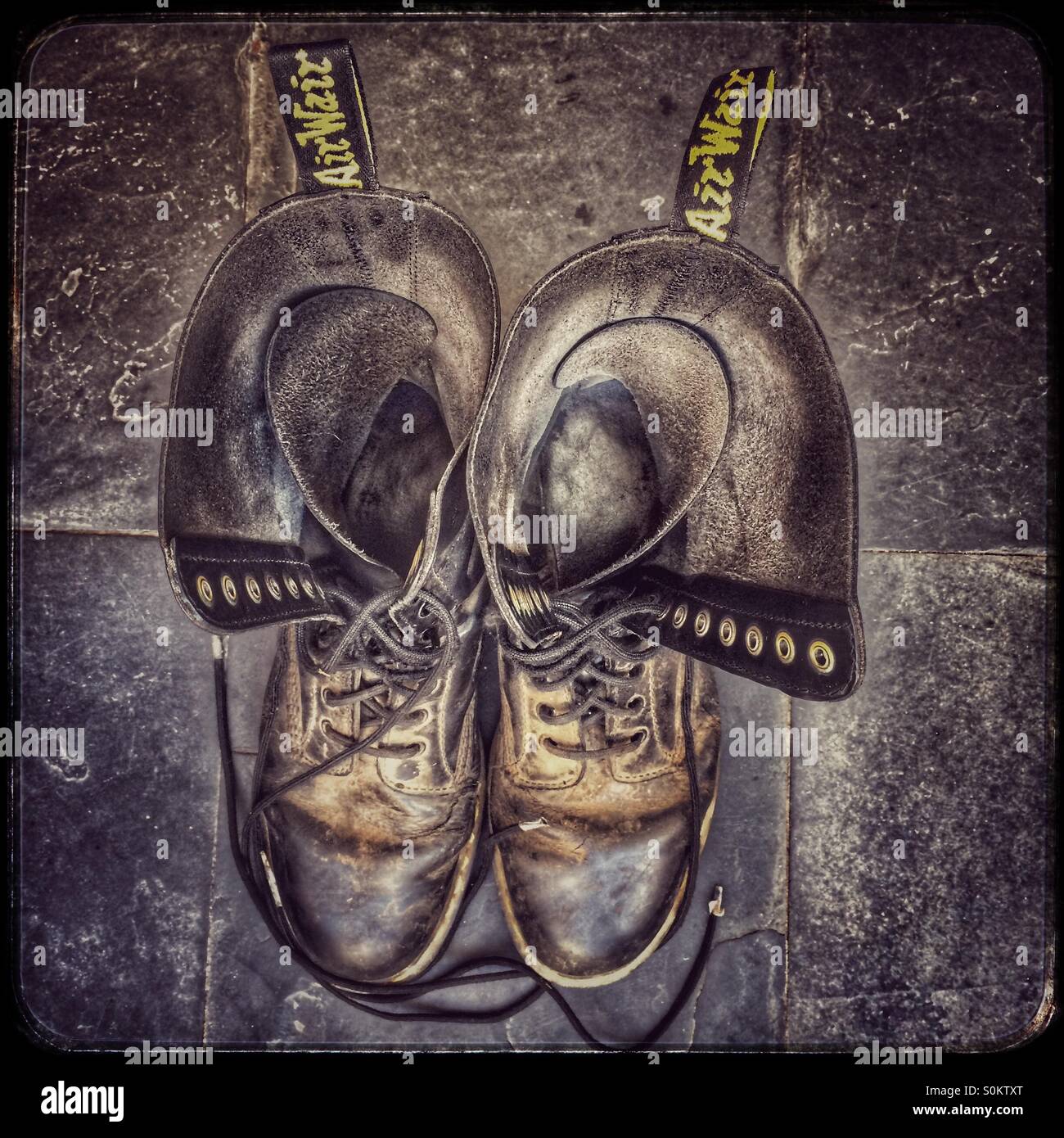 Old Doc Martens black boots Stock Photo - Alamy