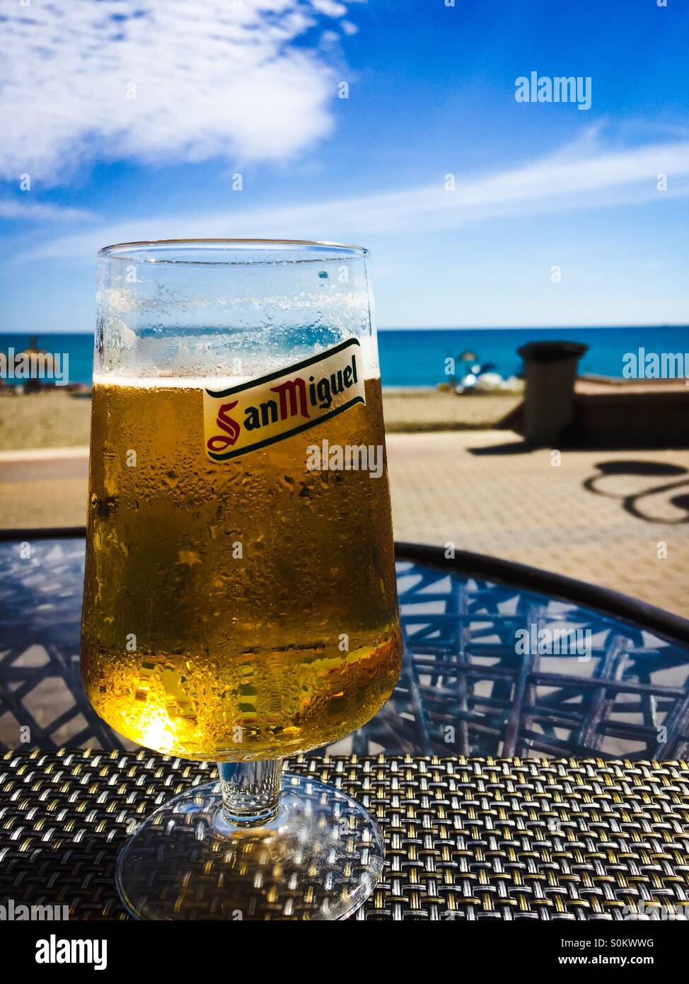 A refreshing glass of San Miguel beer - Smartphone Captured Stock Image