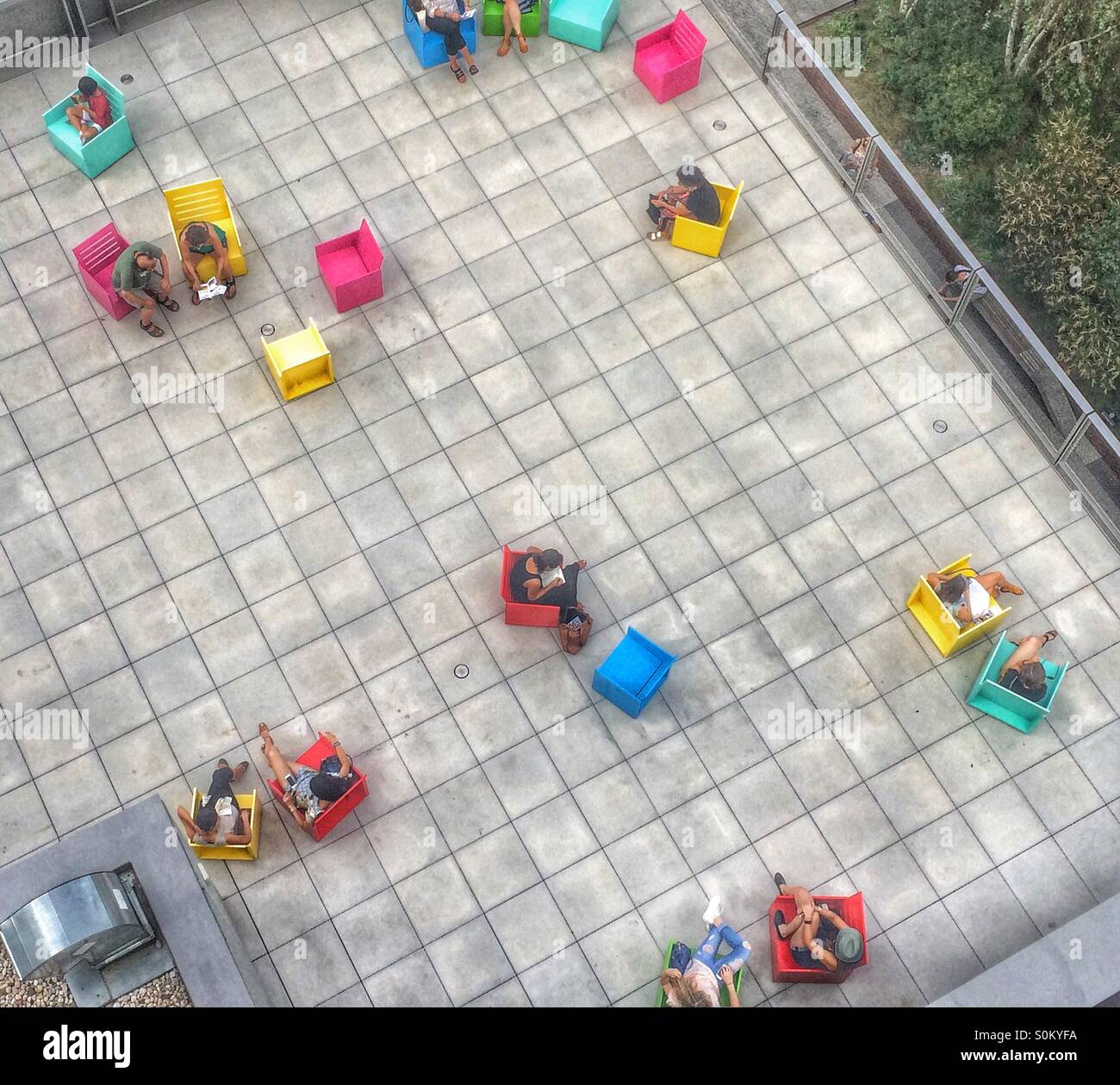 Terrace at the new Whitney Museum of Art, Greenwich Village, NYC - Smartphone Captured Stock Image