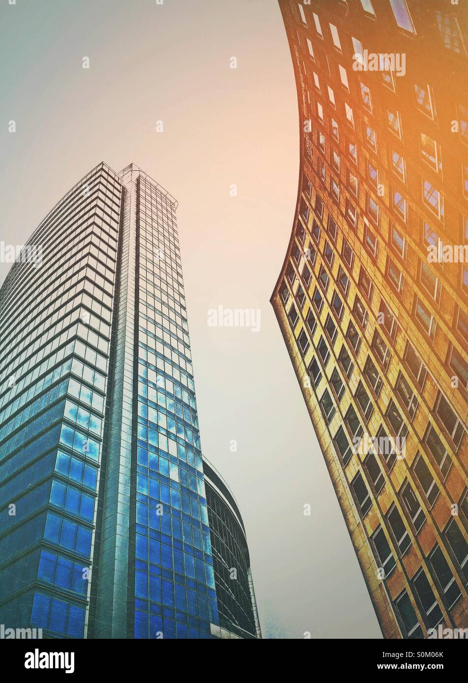 Straight and curved office buildings - Smartphone Captured Stock Image