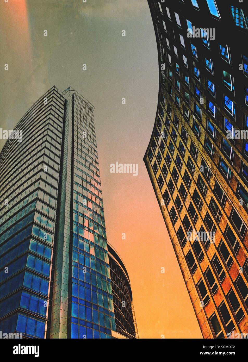 Straight and curved office buildings - Smartphone Captured Stock Image