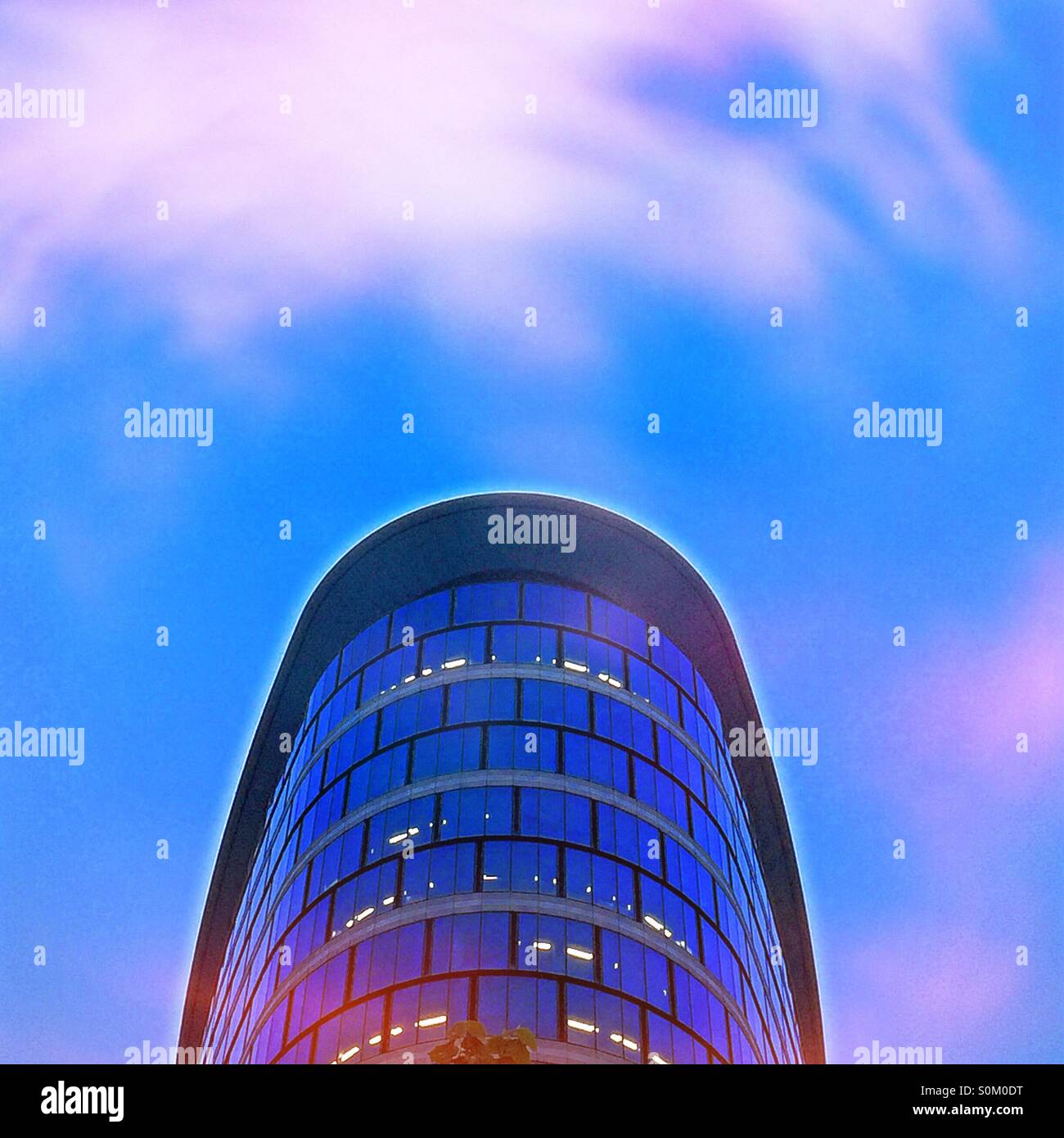 First light inside and outside the office building. - Smartphone Captured Stock Image