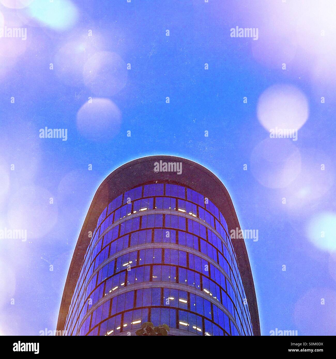 First light inside and outside the office building. - Smartphone Captured Stock Image