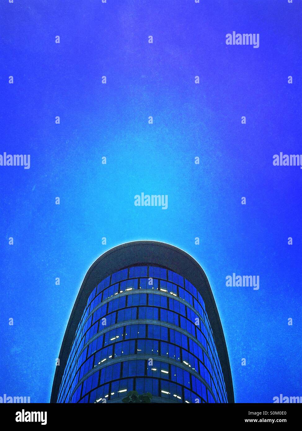 First light inside and outside the office building. - Smartphone Captured Stock Image