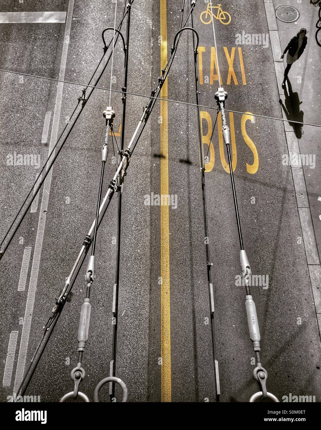 Taxi and bus lane - Smartphone Captured Stock Image