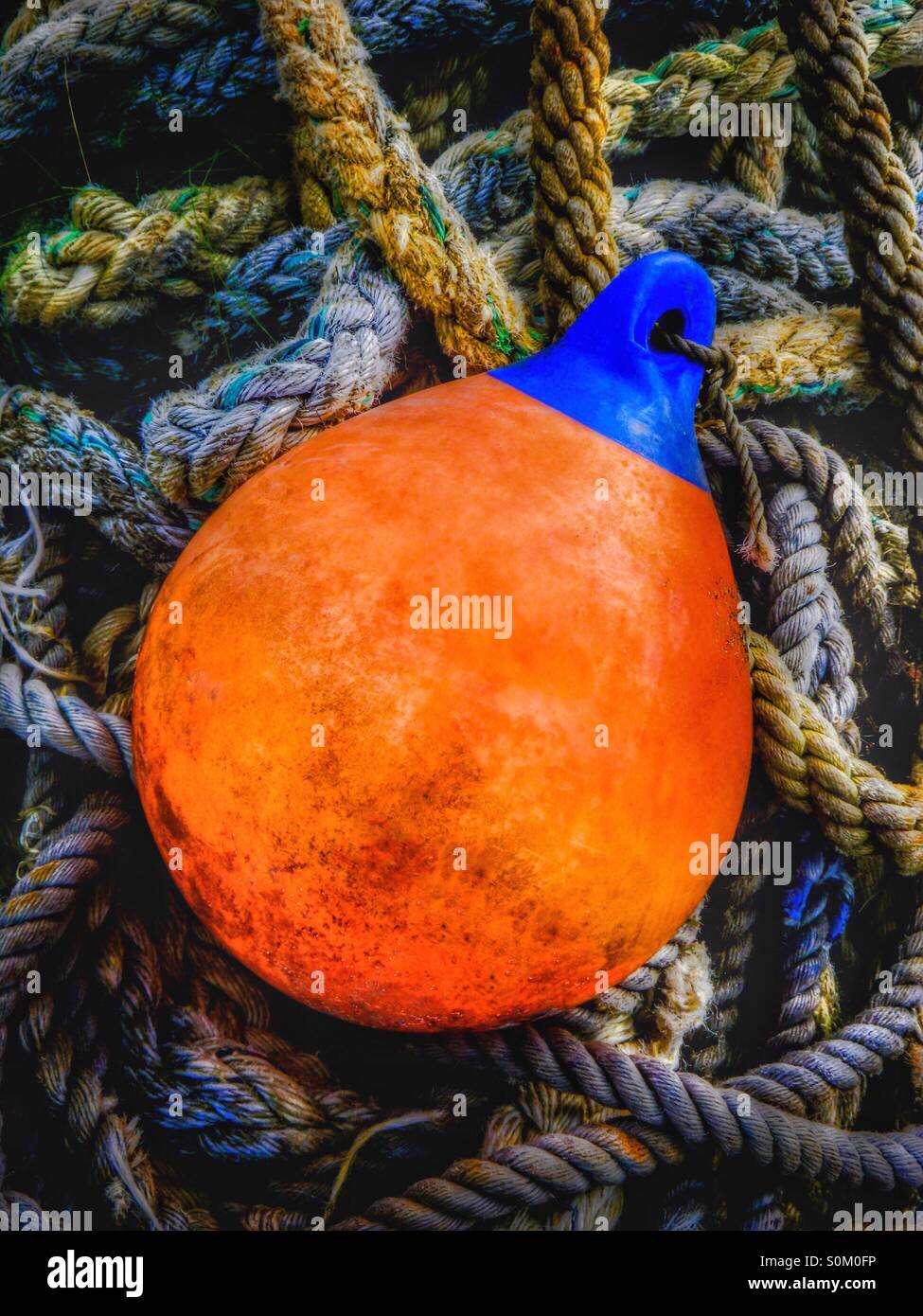 boat fender and rope - Smartphone Captured Stock Image