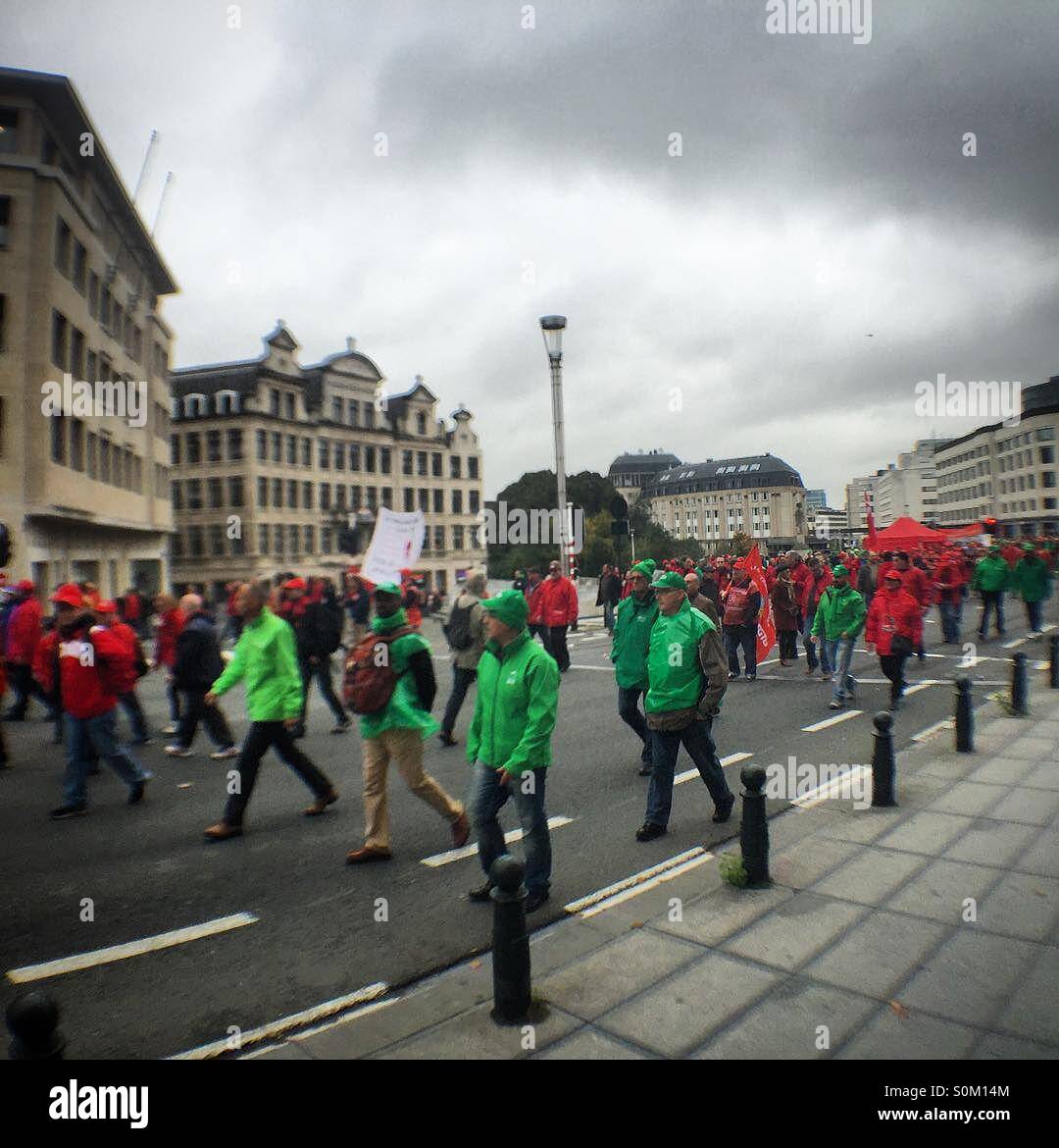 National Strike in Brussels, Belgium - Smartphone Captured Stock Image