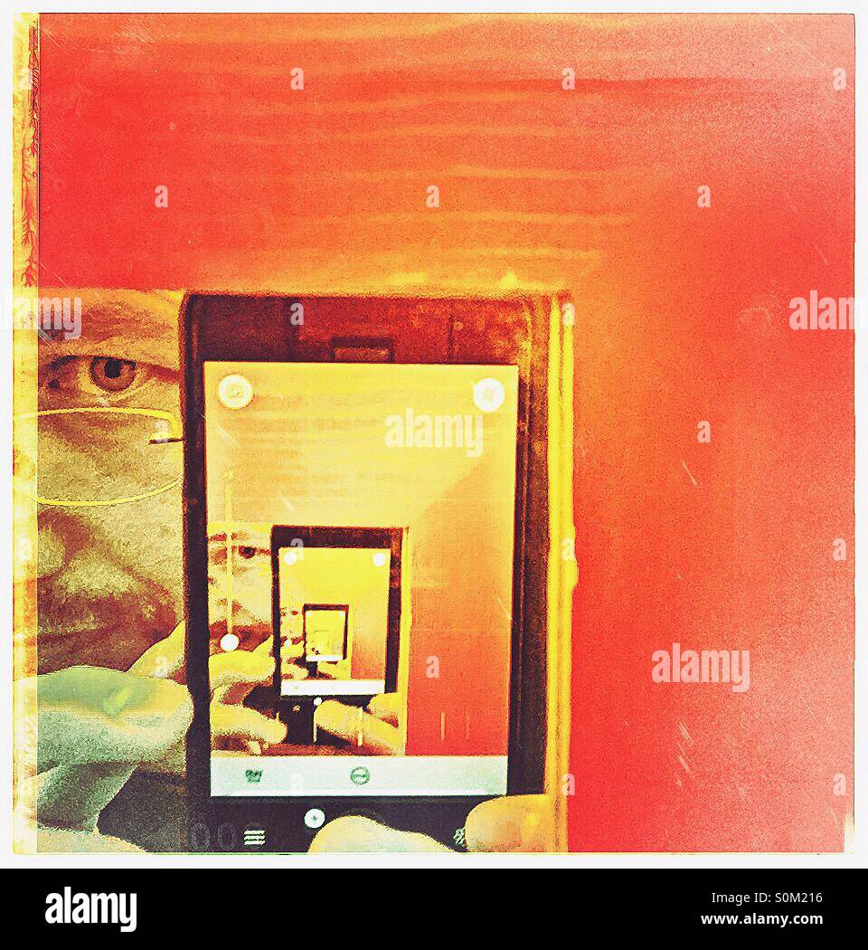 Infinite selfie. The culture of selfies. - Smartphone Captured Stock Image