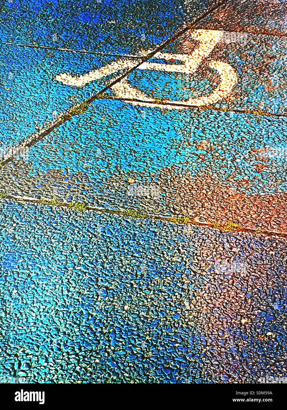 Wheelchair sign on reserved parking spot. Handicapped disabled sign. - Smartphone Captured Stock Image