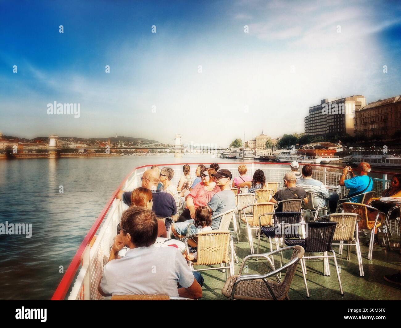 Boat cruise along the River Danube, Budapest, Hungary - Smartphone Captured Stock Image