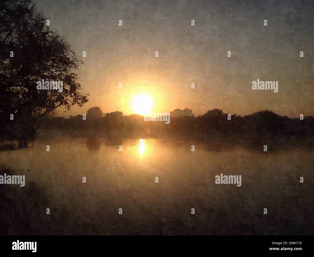 Sunrise on Corroboree billabong, Northern Territory, Australia. - Smartphone Captured Stock Image
