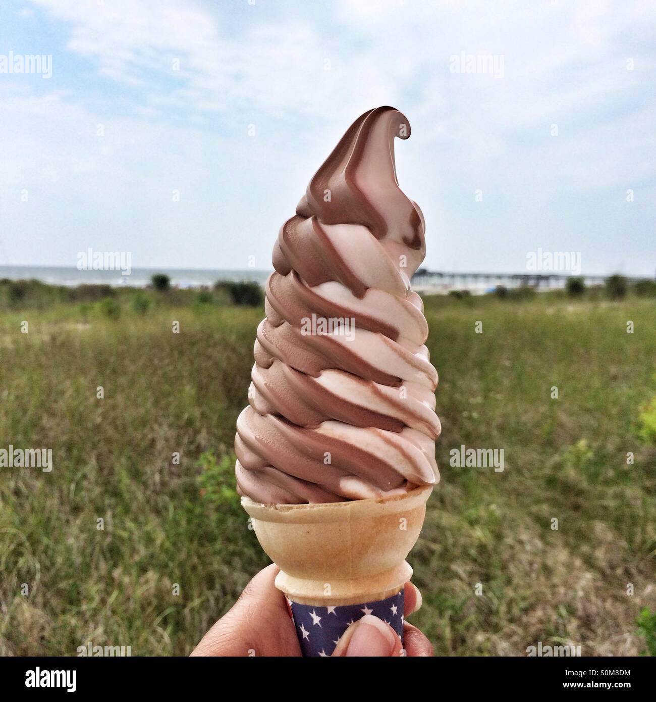 Chocolate Soft Serve Ice Cream Cone