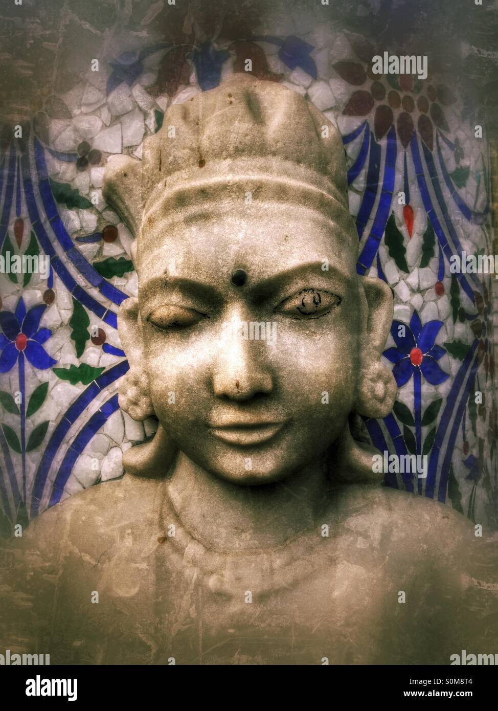 Carved goddess, Jain Temple, Calcutta, India. Stock Photo