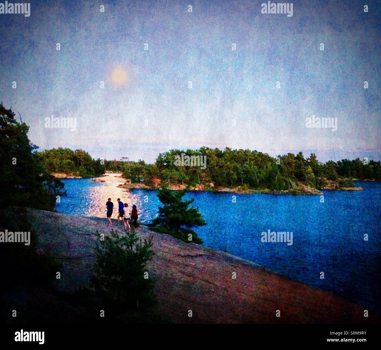 Moonlight on the lake, Point au Baril, Bay, Lake Huron, Canada