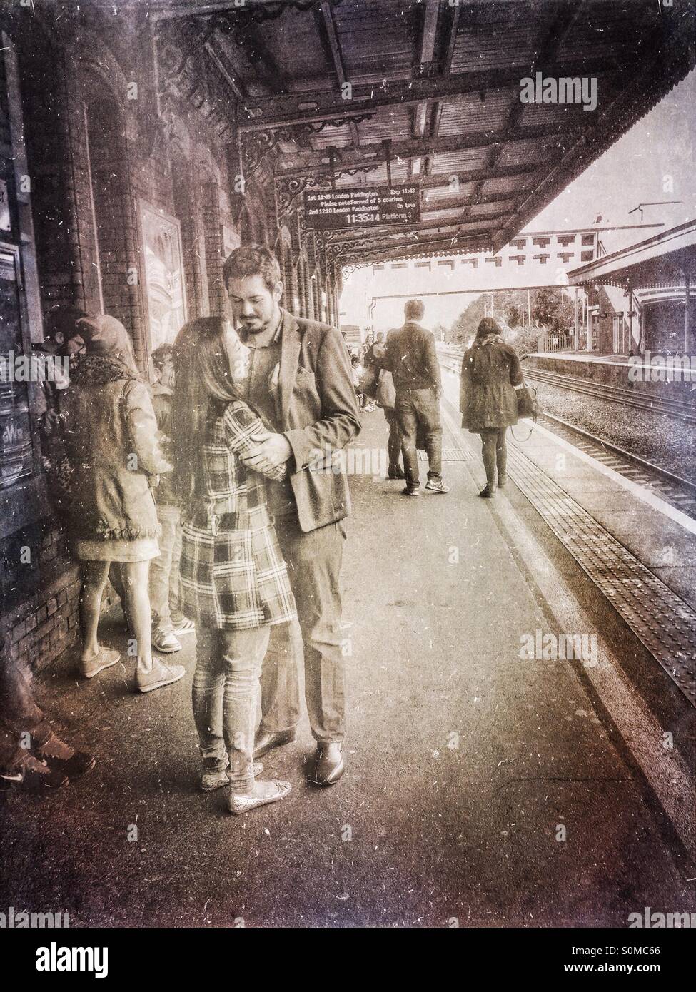Waiting for a train. - Smartphone Captured Stock Image