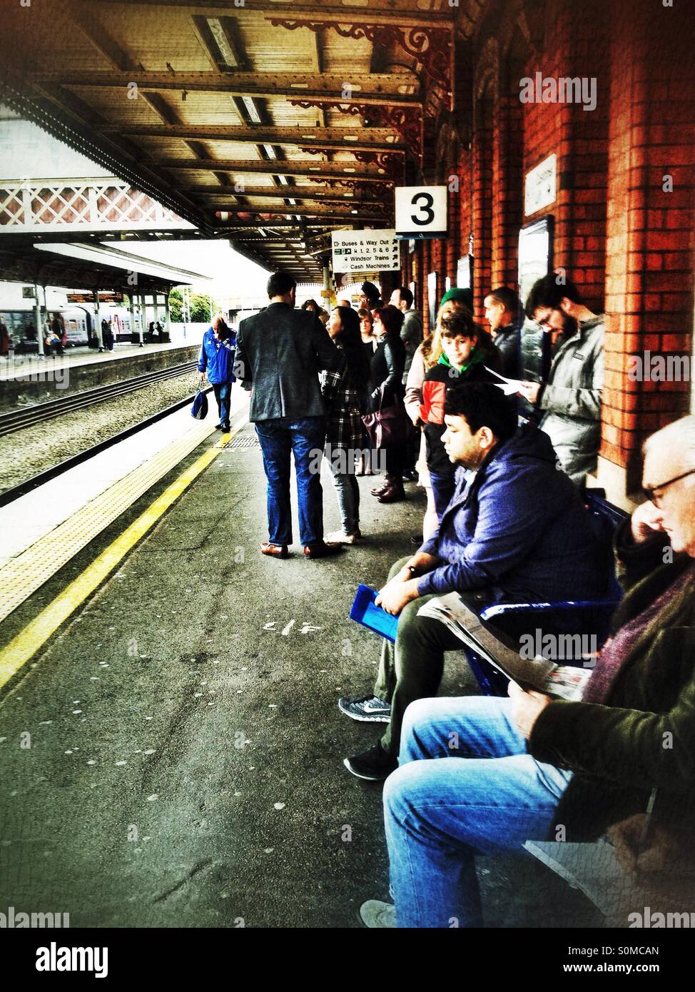 Waiting for a train - Smartphone Captured Stock Image