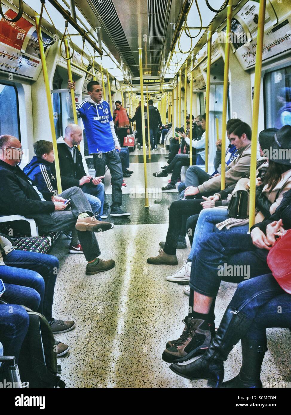On a Circle Lone train on the London Underground. - Smartphone Captured Stock Image