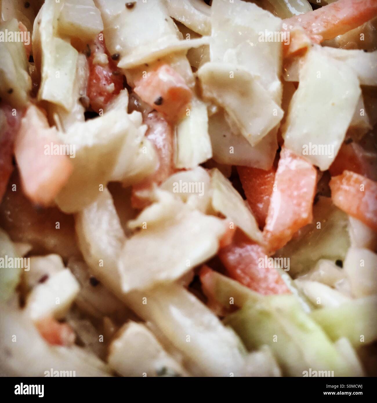 Close-up of homemade coleslaw. - Smartphone Captured Stock Image