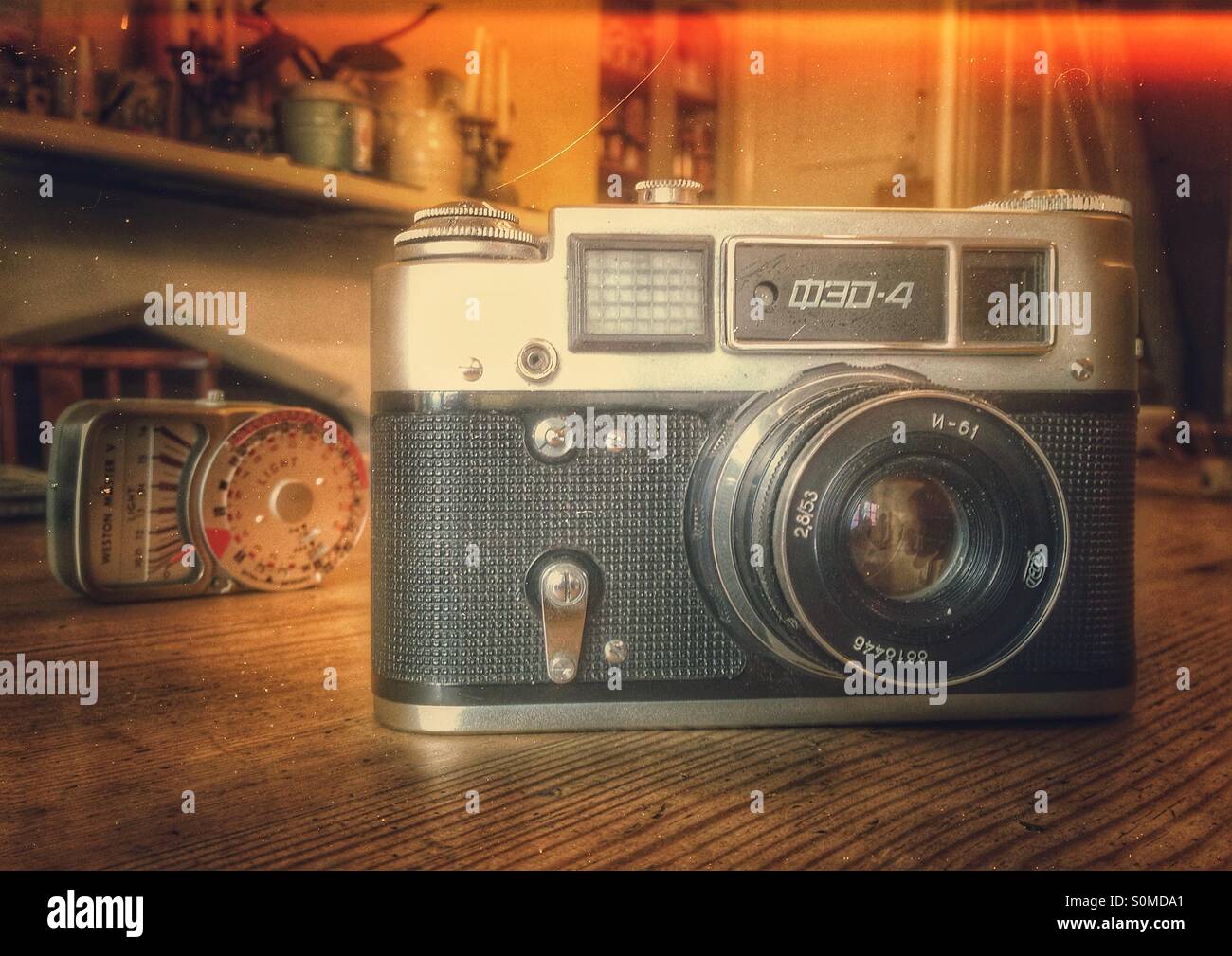 Old fed4 rangefinder camera - Smartphone Captured Stock Image
