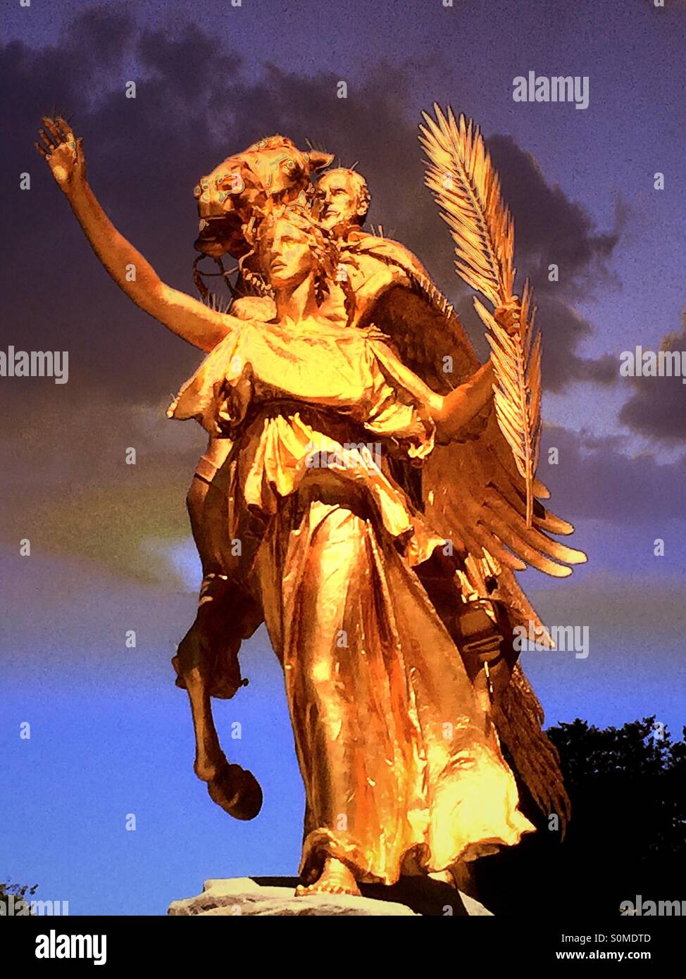 Statue of General Sherman and winged victory in grand Army Plaza central park NYC. - Smartphone Captured Stock Image